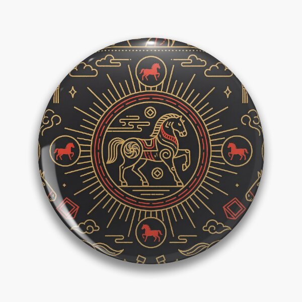 Item preview, Golden Zodiac Horse and Geometric Lunar Pattern designed and sold by zzz888.