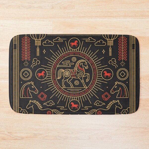 Item preview, Golden Zodiac Horse and Geometric Lunar Pattern designed and sold by zzz888.