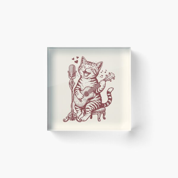 Item preview, Singer Cat Ukulele Player Vintage Folk Music    designed and sold by Y-Vibes.