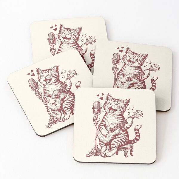 Item preview, Singer Cat Ukulele Player Vintage Folk Music    designed and sold by Y-Vibes.