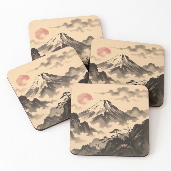 Artikelvorschau, Sonnenaufgang in Sumi E Ink Mountain entworfen und verkauft von ArtHistoryPrint.