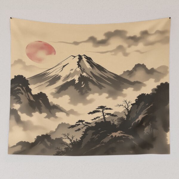 Item preview, Sumi E Ink Mountain Sunrise designed and sold by ArtHistoryPrint.