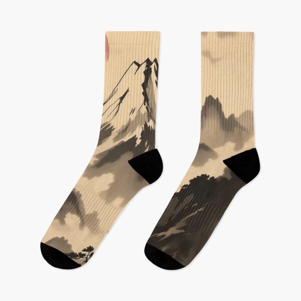 Item preview, Sumi E Ink Mountain Sunrise designed and sold by ArtHistoryPrint.