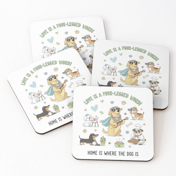 Item preview, Love Is a Four-Legged Word – Home Is Where the Dog Is Cute Dog Illustration designed and sold by Gurjeetpixelart.