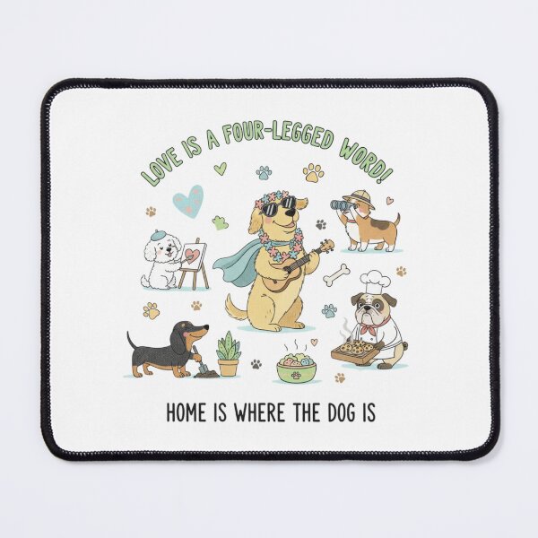 Item preview, Love Is a Four-Legged Word – Home Is Where the Dog Is Cute Dog Illustration designed and sold by Gurjeetpixelart.