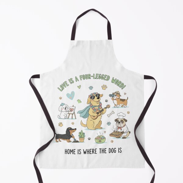 Item preview, Love Is a Four-Legged Word – Home Is Where the Dog Is Cute Dog Illustration designed and sold by Gurjeetpixelart.