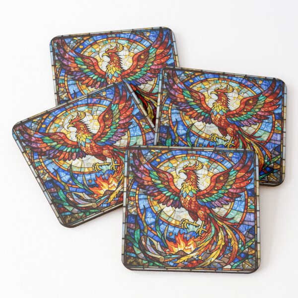 Item preview, Phoenix Rising – Stained Glass Rebirth designed and sold by VektorVibe.