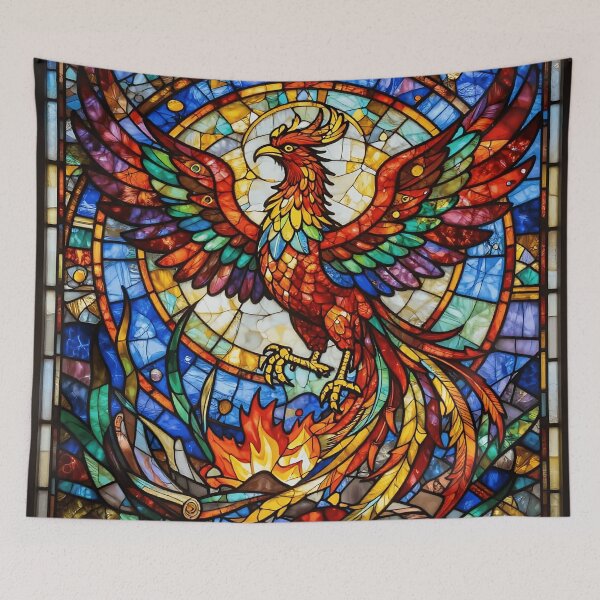 Item preview, Phoenix Rising – Stained Glass Rebirth designed and sold by VektorVibe.