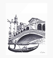 Ponte Rialto Venice Italy Sketch Photographic Print
