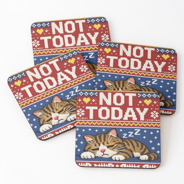 Item preview, Tired Cat – Humorous saying in knitted style designed and sold by Mauswohn.