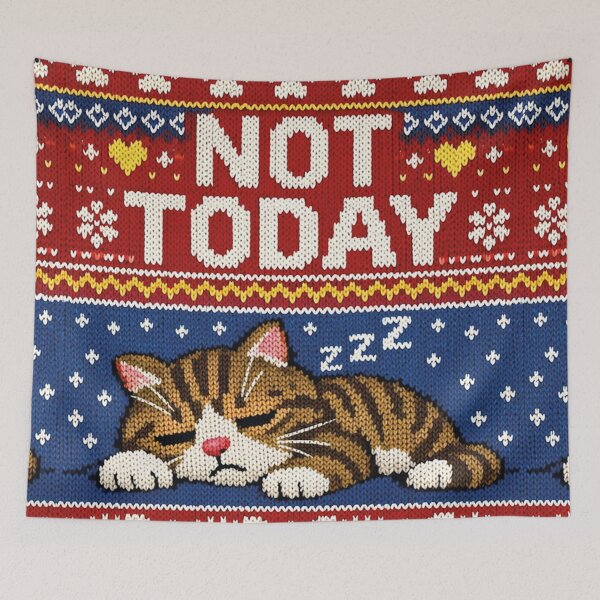 Item preview, Tired Cat – Humorous saying in knitted style designed and sold by Mauswohn.