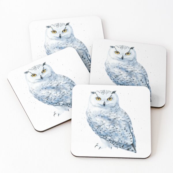 Item preview, Watercolor Snowy Owl Illustration with Yellow Eyes designed and sold by CharlieDesings.