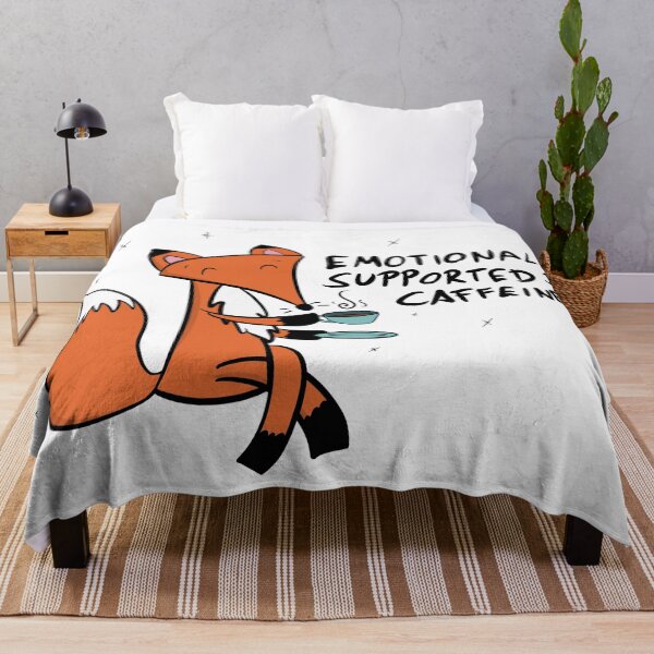 Item preview, Emotionally Supported By Caffeine - Coffee Lover Cute Fox designed and sold by DesignFreakArt.