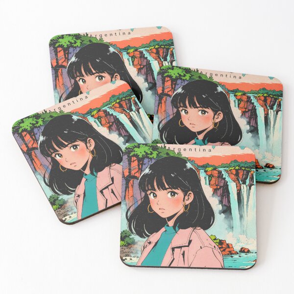 Item preview, 80s Retro Anime Girl at Iguazu Falls designed and sold by JacksoonLester.