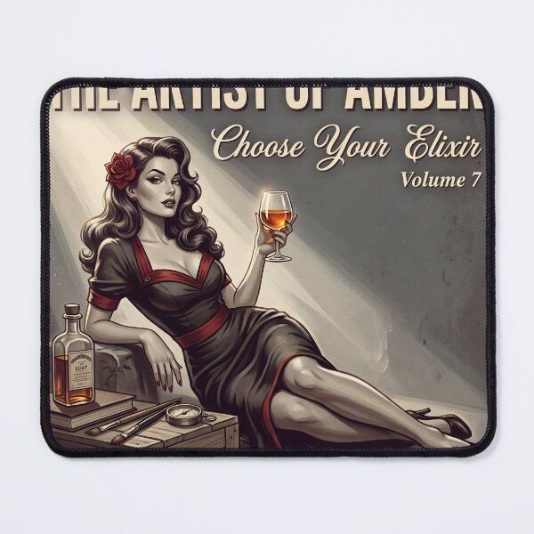 Item preview, The Artist of Amber Pinup Poster – Retro Whiskey Elixir Woman Print, Vintage Bar Wall Art Canvas, Glam Cocktail Lounge Decor India designed and sold by AbstractAuraArt.