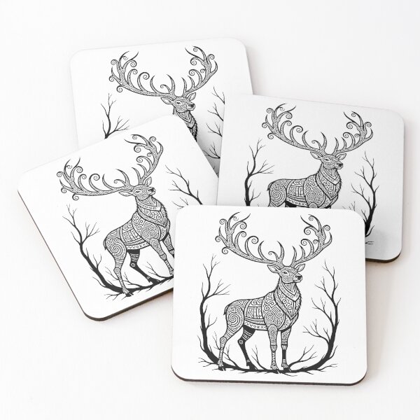 Item preview, Forest Elk Spirit Line Art designed and sold by kakanto.