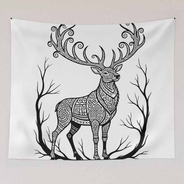 Item preview, Forest Elk Spirit Line Art designed and sold by kakanto.
