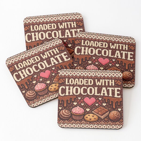 Item preview, Loaded with chocolate – Humorous chocolate knitting saying designed and sold by Mauswohn.