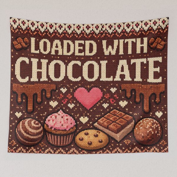 Item preview, Loaded with chocolate – Humorous chocolate knitting saying designed and sold by Mauswohn.