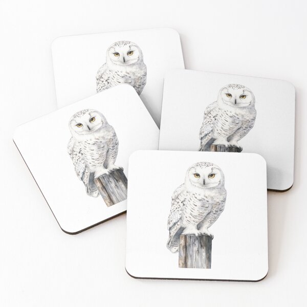 Item preview, Snowy Owl Perched on a Wooden Post Watercolor Art designed and sold by CharlieDesings.