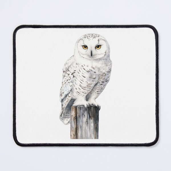 Item preview, Snowy Owl Perched on a Wooden Post Watercolor Art designed and sold by CharlieDesings.