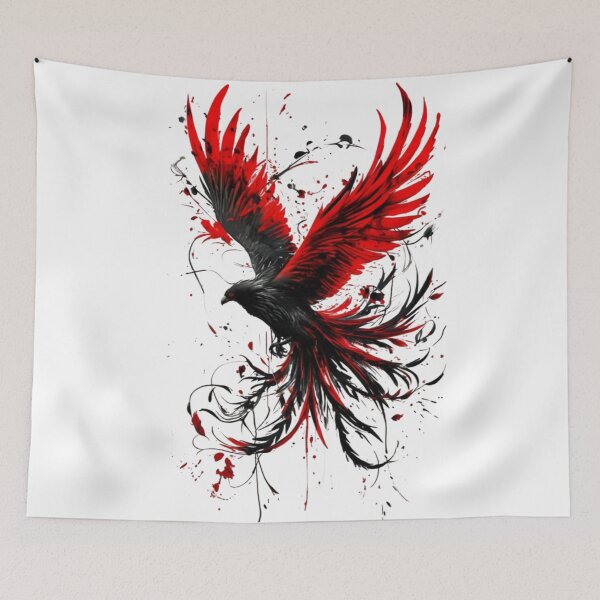 Item preview, Crimson Shadow Raven – Dark Fantasy Fire Wings Art designed and sold by Dyan4.