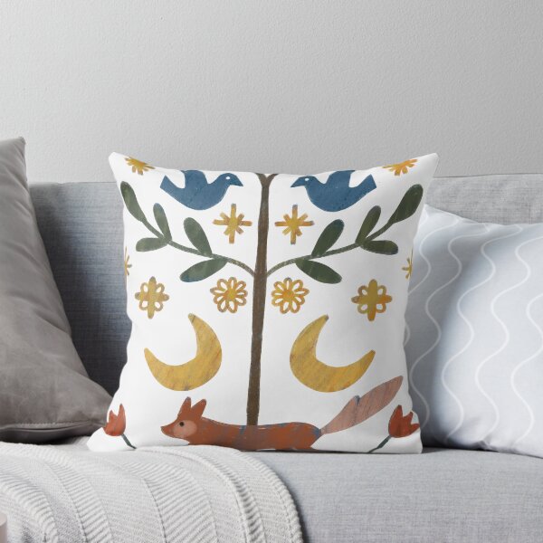 Item preview, Colorful folkloric pattern with a tree of life, fox, and birds designed and sold by Dormitria.