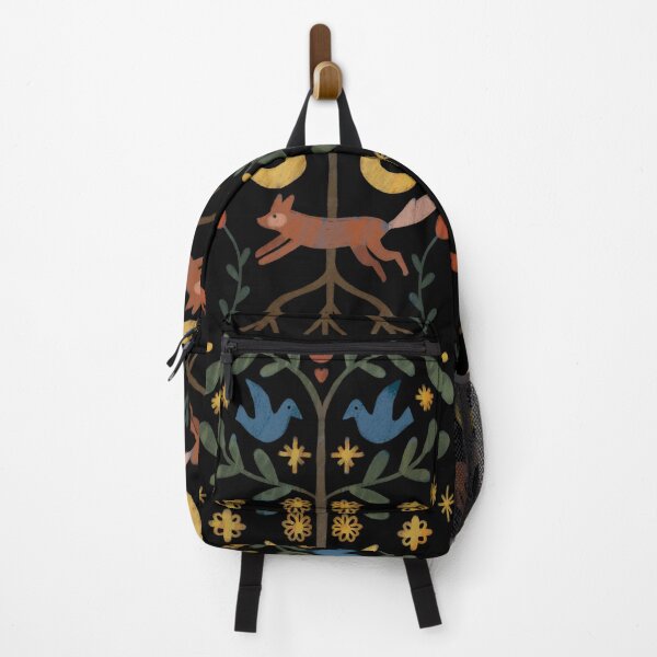 Item preview, Colorful folkloric pattern with a tree of life, fox, and birds designed and sold by Dormitria.