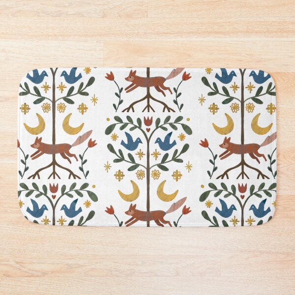 Item preview, Colorful folkloric pattern with a tree of life, fox, and birds designed and sold by Dormitria.
