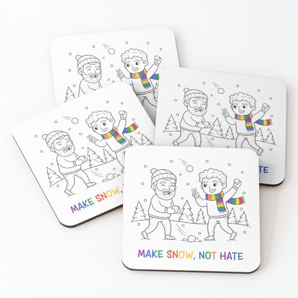 Item preview, Make Snow, Not Hate – Gay Winter Snowball Fight (Pride Rainbow) designed and sold by Elando1212.