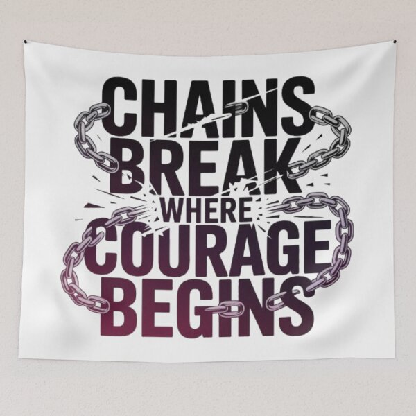 Item preview, Chains Break Where Courage Begins – Dark Anime Typography designed and sold by Marouf-Store.