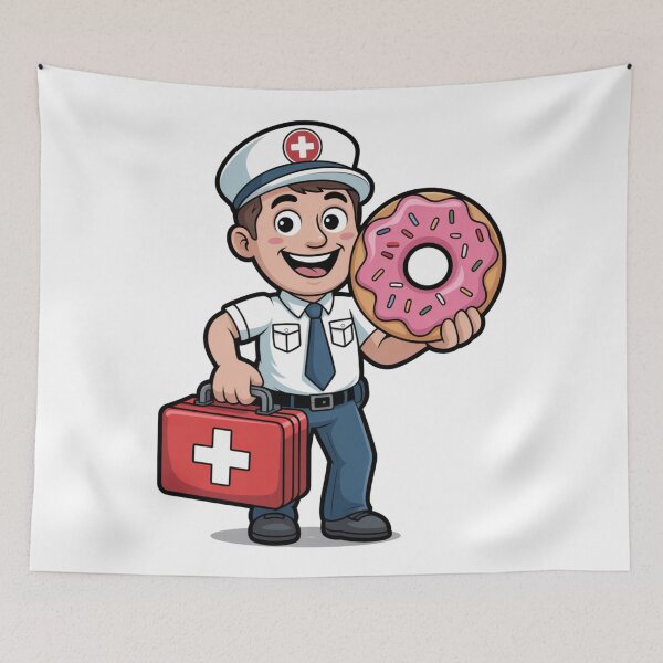 Item preview, Paramedic With First Aid Kit and Donut designed and sold by McVrax.