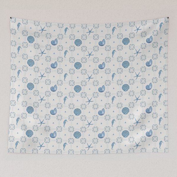 Item preview, Delft tile inspired Shell Seekers designed and sold by LisaLeQuelenec.