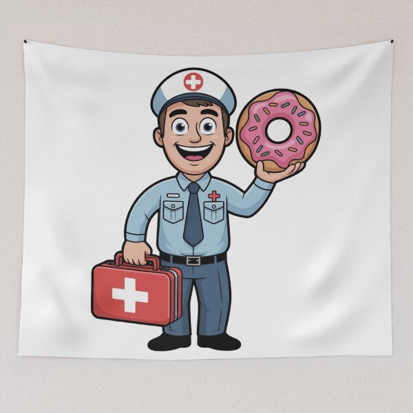 Item preview, Paramedic With First Aid Kit and Donut designed and sold by McVrax.