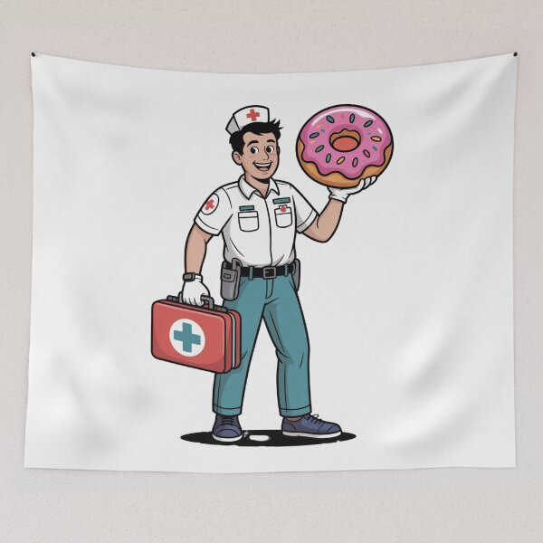 Item preview, Paramedic With First Aid Kit and Donut designed and sold by McVrax.