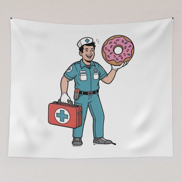 Item preview,  Paramedic With First Aid Kit and Donut designed and sold by McVrax.