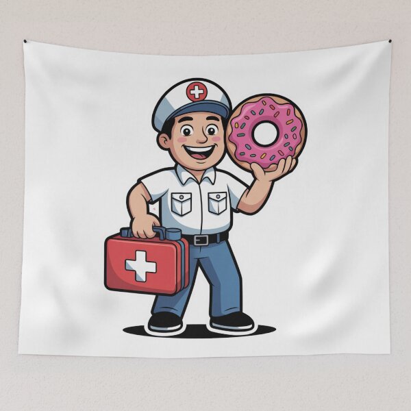 Item preview,  Paramedic With First Aid Kit and Donut designed and sold by McVrax.