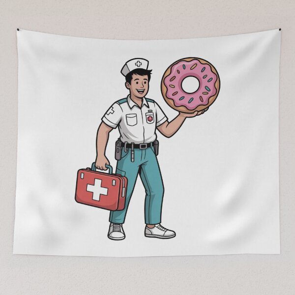 Item preview,  Paramedic With First Aid Kit and Donut designed and sold by McVrax.