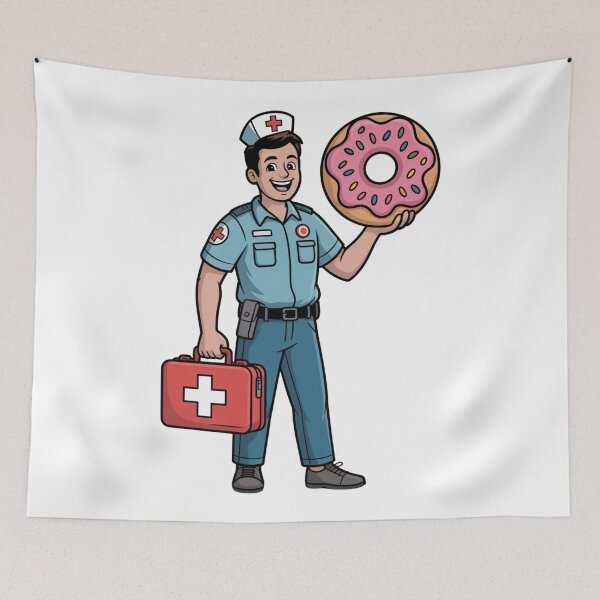 Item preview, Paramedic With First Aid Kit and Donut designed and sold by McVrax.