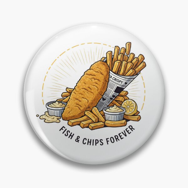 Item preview, Fish and Chips Forever Cartoon Food Art. designed and sold by The-T-In-Retro.