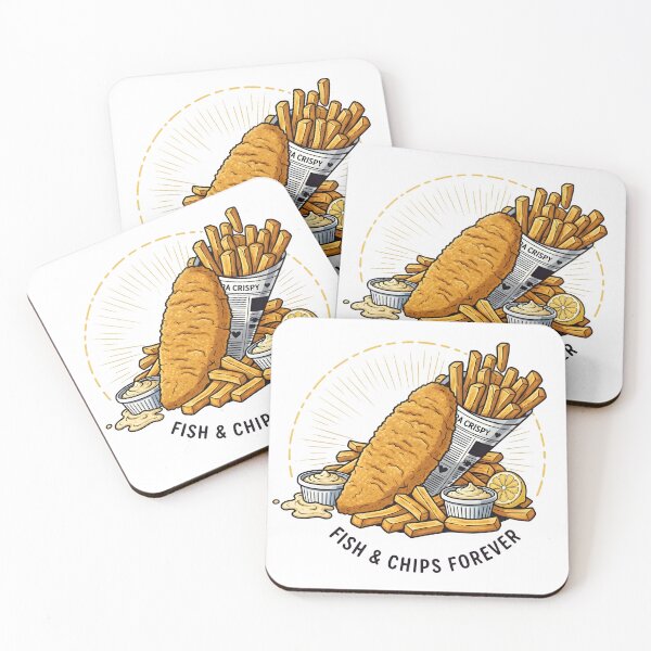 Item preview, Fish and Chips Forever Cartoon Food Art. designed and sold by The-T-In-Retro.