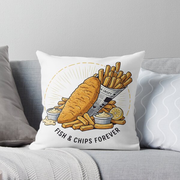 Item preview, Fish and Chips Forever Cartoon Food Art. designed and sold by The-T-In-Retro.