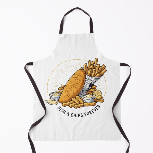 Item preview, Fish and Chips Forever Cartoon Food Art. designed and sold by The-T-In-Retro.