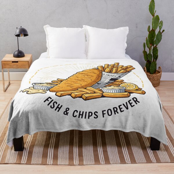 Item preview, Fish and Chips Forever Cartoon Food Art. designed and sold by The-T-In-Retro.