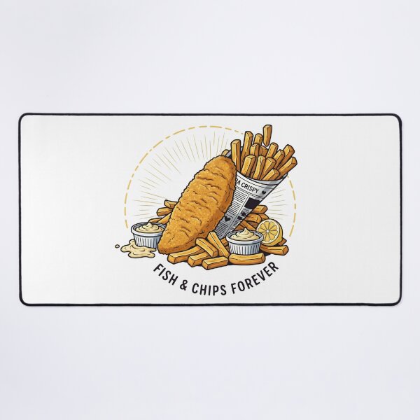 Item preview, Fish and Chips Forever Cartoon Food Art. designed and sold by The-T-In-Retro.