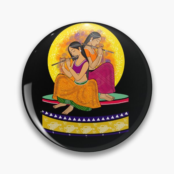 Item preview, Desi woman playing instruments showing Indian village culture  designed and sold by Snehalata-Store.