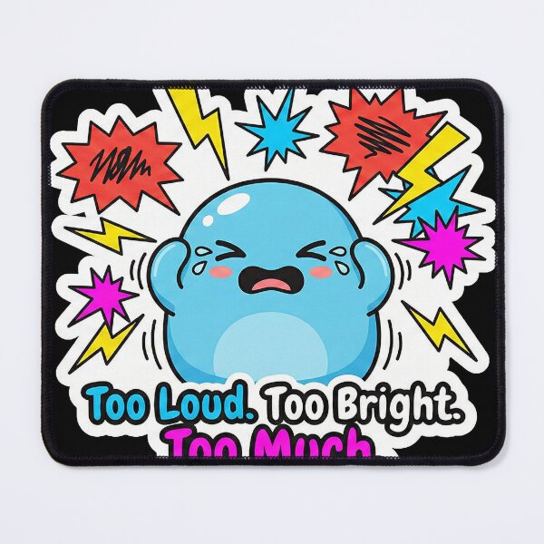 Item preview, Sassy Overwhelmed Monster "Too Loud. Too Bright. Too Much." designed and sold by Sassy Cult.