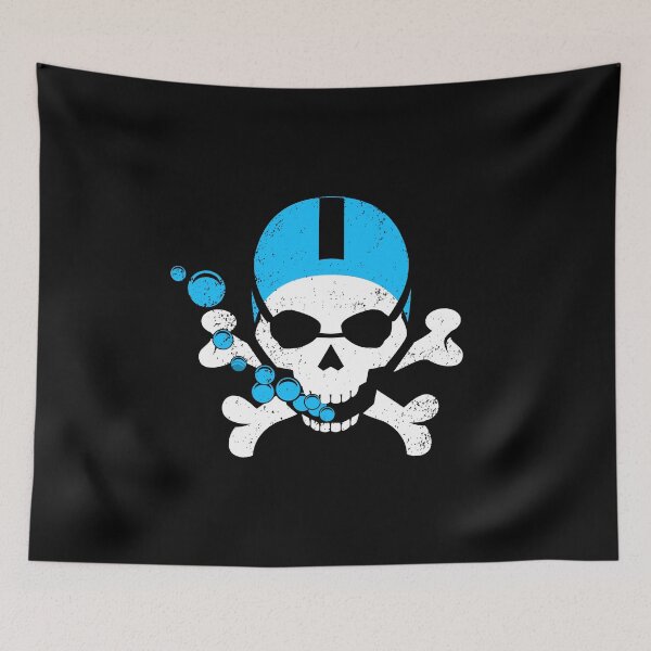 Item preview, Swimming Fan Skull designed and sold by oberdoofus.
