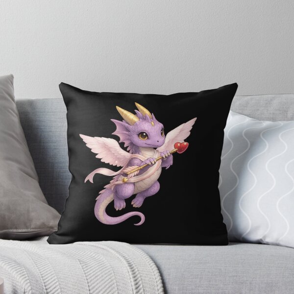 Item preview, Dragón Cupido: un adorable dragón morado de San Valentín con alas y un bastón con forma de corazón. designed and sold by Hatchling Hollow.