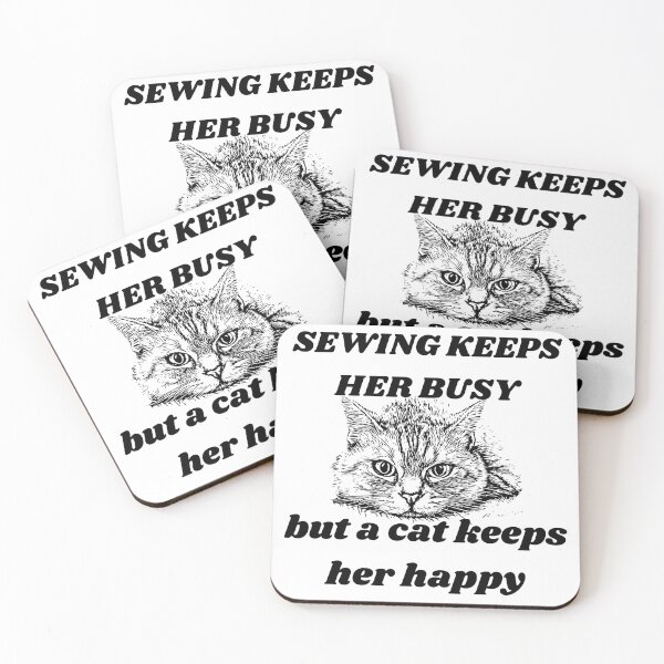 Item preview, Sewing Keeps Her Busy But A Cat Keeps Her Happy - Funny Sewing Cat T-Shirt designed and sold by Artistshert.